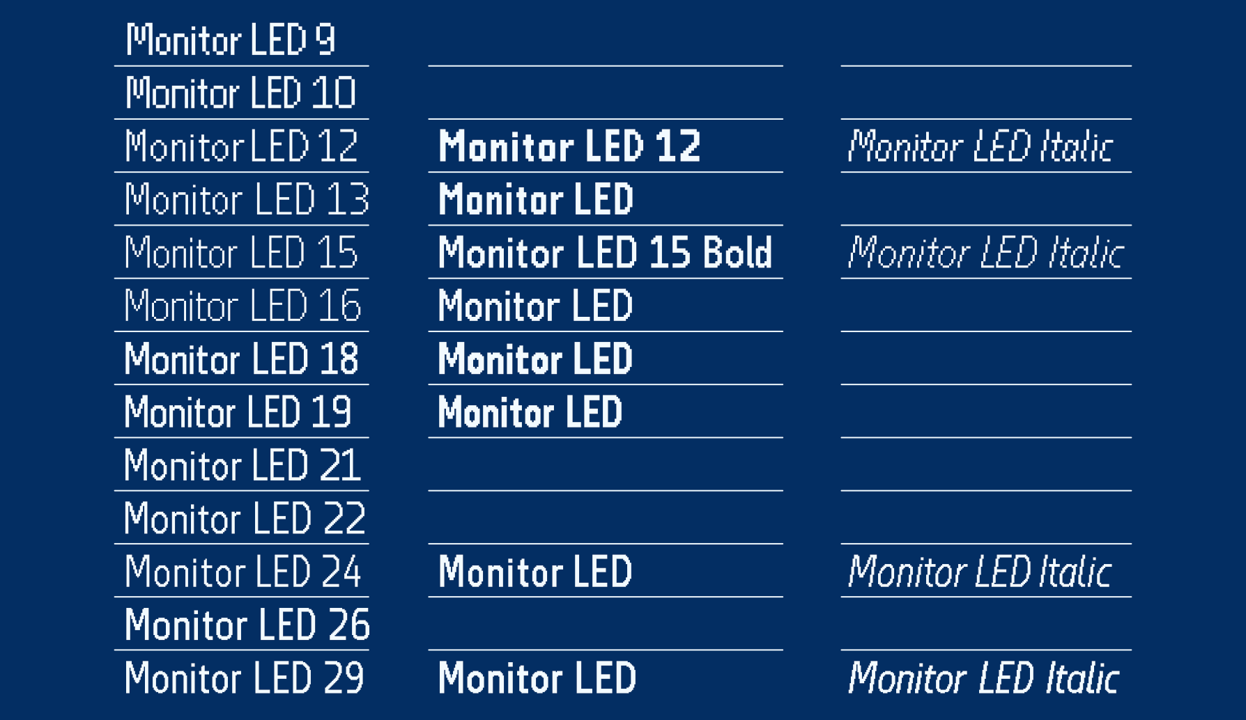 A wide range of pixel sizes for various LED monitor resolutions